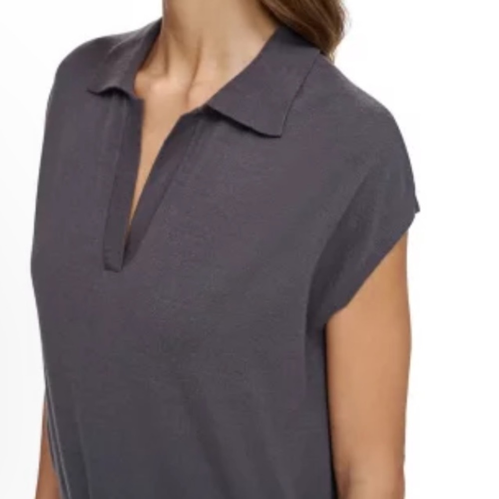 NWT DKNY Ladies Sleeveless Collared Sweater Grey Size M - Picture 3 of 10